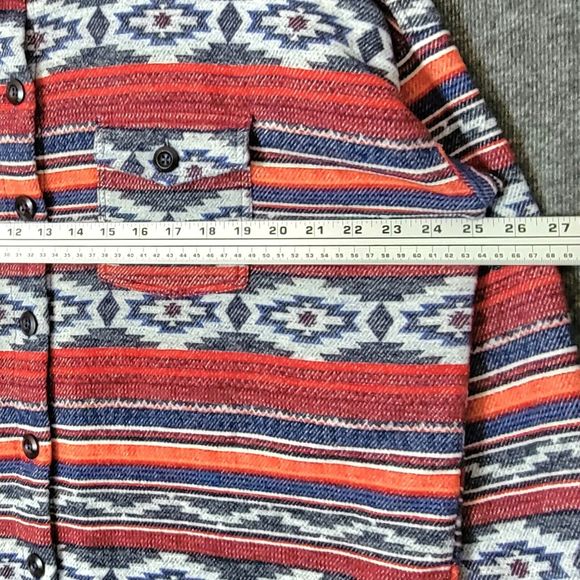 Rock & Roll Denim Shirt Womens XL Red White Blue Aztec Button Up Jacket Shacket - Picture 7 of 14